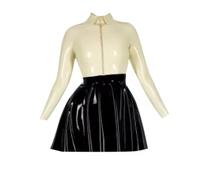 YGZHANYUANOKU Woman Latex Suit With Jacket And Skirt Gummi Customizable,Black And White,7XL