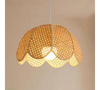 YGZPALH 13.7" Rattan Basket Farmhouse Chandelier Cream Wicker Light Fixtures Boho Rattan Illumination Cafe Decor Shade Large Hand Woven Pendant Light for Dining Room Hanging Light Fixtures 1-Pack