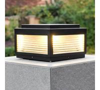 YGZPALH 15.7‘’ Square Column Light,Classic Outdoor Head Lamp 1 Light Matte Black Lantern with Glass Solar LED Post Lamp,Base E26,High Voltage Wired Column Lamp IP54 - Exterior LED Fence Deck Lights