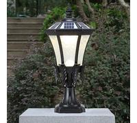 YGZPALH Outdoor Solar Column Lights Modern Post Caps Light Cast Aluminum Waterproof Landscape Light LED Vintage Street Lights Hardwired Lantern with Glass for Garden, Lawn, Pathway, Driveway, Black