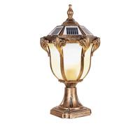 YGZPALH Outdoor Solar Column Lights Modern Post Caps Light Cast Aluminum Waterproof Landscape Light LED Vintage Street Lights Hardwired Lantern with Glass for Garden, Lawn, Pathway, Driveway, Black