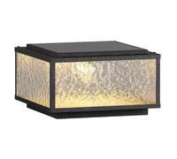 YGZPALH Solar LED Pillar Lights Outdoor Square Metal Fixtures Black External Post Lights Deck Yard Column Head Lights Landscape Path Lamps Utside IP54 Waterproof Solar Pillar Lights for Garden Decor