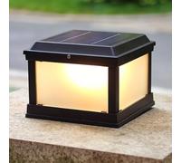 YGZPALH Solar Yard Post Light, 11.8" Outdoor LED Column Head Lamps Modern 3000K LED Glass Lantern Large Exterior Ambient Lighting Fixtures 1 Pack, IP54 Waterproof for Garden Patio Path Backyards