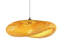 YGZPALH Unique Wicker Pendant Light Bamboo Dining Room Chandelier 1-Pack Large LED Rattan Light Geometry Wicker Pendant Light for Kitchen Illumination Boho Style Home Entryway Decor E26/27