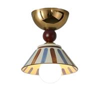 YGZPALH White Ceramic Semi Flush Mount Ceiling Lamp Vintage Close to Ceiling Light Hallway Porch E26 Light Fixtures French Retro Ceiling Lamp for Kitchen Entryway Bathroom Foyer 1-Pack