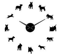 YH Bull Terrier Dog Wall Art DIY Large Wall Clock Dog Breed Pug Big Needle Clock Watch Pet Shop Decor Gift for Bull Terrier Lovers(Black,37IN)