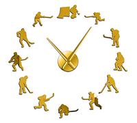 YH Hockey Wall Hanging Sport Wall Art Stickers DIY Large Wall Clock Ice Hockey Players Home Decor Frameless Wall Watch Gift For Man(Gold,27IN)
