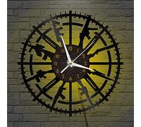 YH Weapon Firearms Gun Vinyl Wall Clock, Vinyl Record Clock Wall Art Silent & Non-ticking(12 inchs C with LED)