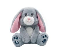YH YUHUNG Interactive Talking Bunny Plush Toy, Gray-Pink, Soft Plush Material, Record and Repeat Modes, 10 Built-in Songs, Flapping Ears Animation, Volume Control, Battery Powered, Ages 3+
