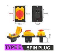 YH02-A 110V 8A / 220V 15A 4PIN 5PIN electromagnetic switch start button large panel machine tool equipment waterproof(Type E 5PIN Plug,220V)