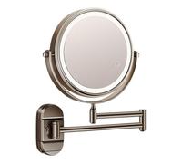 YHAILI 360 Degree Rotating Wall Mounted Makeup Mirroring With Adjustable and LED Light Double Side Magnification Designs
