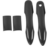 YHAINI Car Exterior Door Handles Car Left Exterior Door Handle 4Pcs Accssories Carbon Fiber Cover ABS Decoration Protector