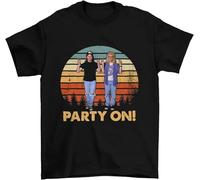 YHBBKNBCFGD Wayne's World Party On Vintage, Classic Movie Shirt, Funny T-Shirt Black(3X-Large)