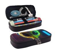 YHBLYKXP Alien Planet print Leather Flap Cosmetic Bag, Toiletry Organizer, Zipper Coin Purse, Cosmetic Case, Black, Black, One Size