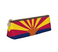 YHBLYKXP Arizona state flag print Triangle leather stationery storage bag, portable makeup bag, daily small item storage, White, One Size, Lightweight