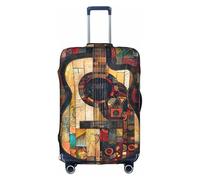 YHBLYKXP Art Guitar Pattern print Luggage cover, suitcase protector, elasticated protective sleeve, fits 18-32 inch suitcases, White, M