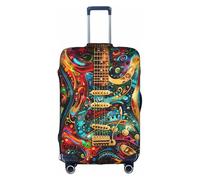 YHBLYKXP Art Guitar Pattern print Luggage cover, suitcase protector, elasticated protective sleeve, fits 18-32 inch suitcases, White, L