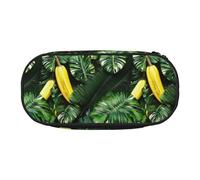 YHBLYKXP Banana and Palm print Oxford cloth pencil case with ordered mesh compartments - a practical choice or travel