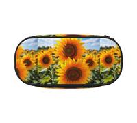 YHBLYKXP Bloom Sunflower print Oxford cloth pencil case with ordered mesh compartments - a practical choice or travel