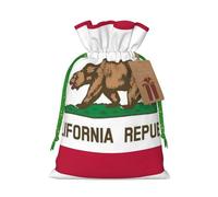 YHBLYKXP California State Flag Drawstring Christmas bag, birthday Thanksgiving, anniversary and party present packaging