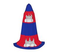 YHBLYKXP Cambodia Flag Hooded Cloak - Extra Large Hooded Cloak, Fit for Makeup Parties, Theme Parties, Daily Wear