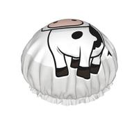YHBLYKXP Cartoon Milk Cow print Adjustable double-layer shower cap, reusable women's spa salon shower cap