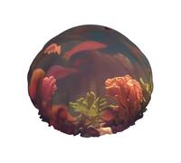 YHBLYKXP Clown Fish print Adjustable double-layer shower cap, reusable women's spa salon shower cap