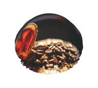 YHBLYKXP Coffee Beans Shaped in Heart print Adjustable double-layer shower cap, reusable women's spa salon shower cap