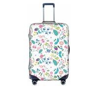 YHBLYKXP Colored Doodle Flowers print Trolley case protective cover, Fashion Suitcase Protector Fits, hidden zipper, White, L
