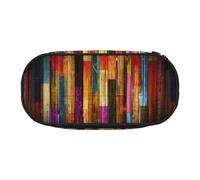 YHBLYKXP Colorful Painted Wood print Oxford cloth pencil case with ordered mesh compartments - a practical choice or travel