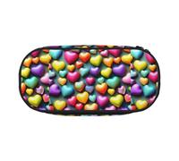 YHBLYKXP colorful Rainbow Hearts print Oxford cloth pencil case with ordered mesh compartments - a practical choice or travel
