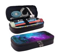 YHBLYKXP Cool star river print Leather Flap Pencil Case,Toiletry Organizer,Zipper Coin Purse, Black