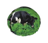 YHBLYKXP Cow print Adjustable double-layer shower cap, reusable women's spa salon shower cap