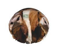 YHBLYKXP Cow Sunflower Farmhouse print Adjustable double-layer shower cap, reusable women's spa salon shower cap