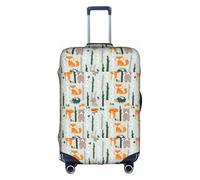 YHBLYKXP Cute Fox Bear Bird Tree print Trolley case protective cover, Fashion Suitcase Protector Fits, hidden zipper, White, S