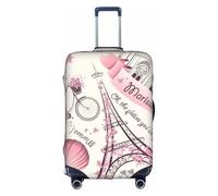 YHBLYKXP Dog and Paris Towe print Trolley case protective cover, Fashion Suitcase Protector Fits, hidden zipper, White, L