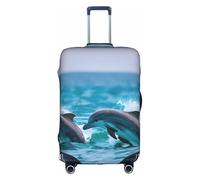YHBLYKXP Dolphins in the sea print Trolley case protective cover, Fashion Suitcase Protector Fits, hidden zipper, White, XL