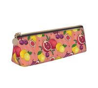 YHBLYKXP exotic fruits print Triangle leather stationery storage bag, portable makeup bag, daily small item storage