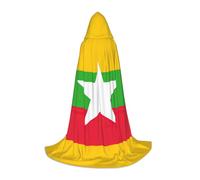 YHBLYKXP Flag of Myanmar Hooded Cloak - Extra Large Hooded Cloak, Fit for Makeup Parties, Theme Parties, Daily Wear