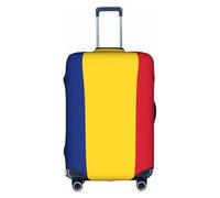 YHBLYKXP Flag of Romania print Luggage cover, suitcase protector, elasticated protective sleeve, fits 18-32 inch suitcases, White, S