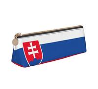 YHBLYKXP Flag of Slovakia print Triangle leather stationery storage bag, portable makeup bag, daily small item storage, White, One Size, Lightweight