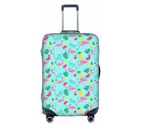 YHBLYKXP Flamingo Ice Cream Fruit print Trolley case protective cover, Fashion Suitcase Protector Fits, hidden zipper, White, L
