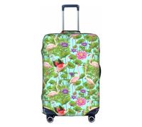 YHBLYKXP Flamingo Love Flowers print Trolley case protective cover, Fashion Suitcase Protector Fits, hidden zipper, White, XL