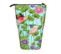 YHBLYKXP Flamingo Love Flowers print Vertical retractable pencil case, Storage bag, fit for office travel and daily carrying