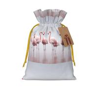 YHBLYKXP Flamingos on white Drawstring Christmas bag, birthday Thanksgiving, anniversary and party present packaging