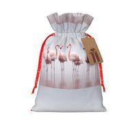 YHBLYKXP Flamingos on white Drawstring Christmas bag, birthday Thanksgiving, anniversary and party present packaging