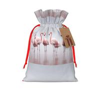 YHBLYKXP Flamingos on white Drawstring Christmas bag, birthday Thanksgiving, anniversary and party present packaging