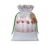 YHBLYKXP Flamingos on white Drawstring Christmas bag, birthday Thanksgiving, anniversary and party present packaging