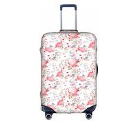 YHBLYKXP Floral with Flamingo print Trolley case protective cover, Fashion Suitcase Protector Fits, hidden zipper, White, S