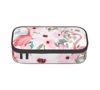 YHBLYKXP Floral with Flamingo Printed Large Capacity Office Box, Stationery Organiser Office Cosmetic Bag